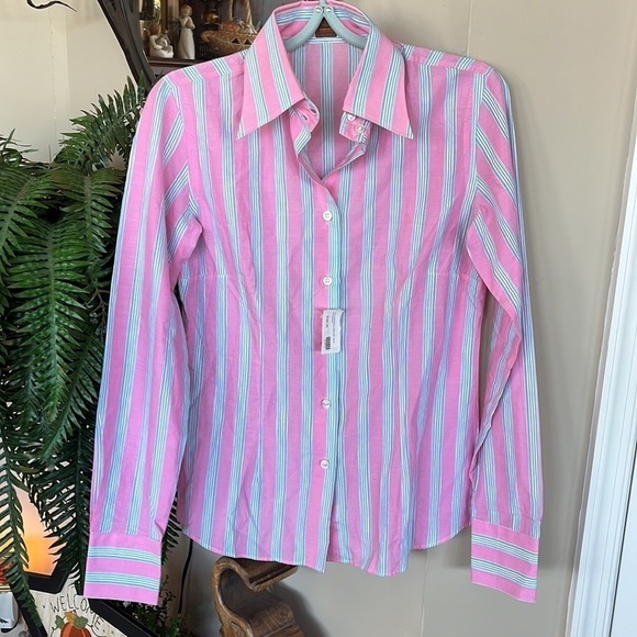 Brand New Giorgio’s of Palm Beach Striped Button Up Blouse Long Sleeve Top - Picture 1 of 13